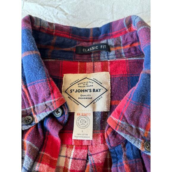 St. John’s Bay Plaid Classic Fit Men’s Cotton Flannel - Picture 6 of 8